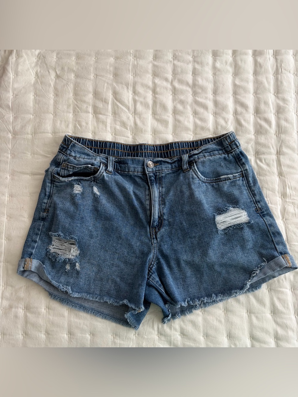 aerie Daydream Distressed Denim Jean Shorts - Light Blue